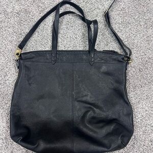 Cover By Stella & Dot Black Genuine Buttery Soft Slouchy Tote Zip Close Bag